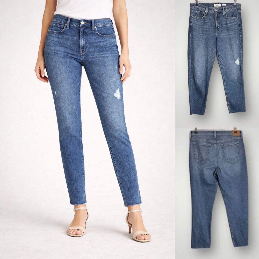 Level 99 Distressed Ankle Jeans Size 30 Raw Cut Hem Daphne 27” Inseam